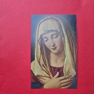 Serene Religious Mary Art Print Warm Tones Prayer to mary small bookmark card